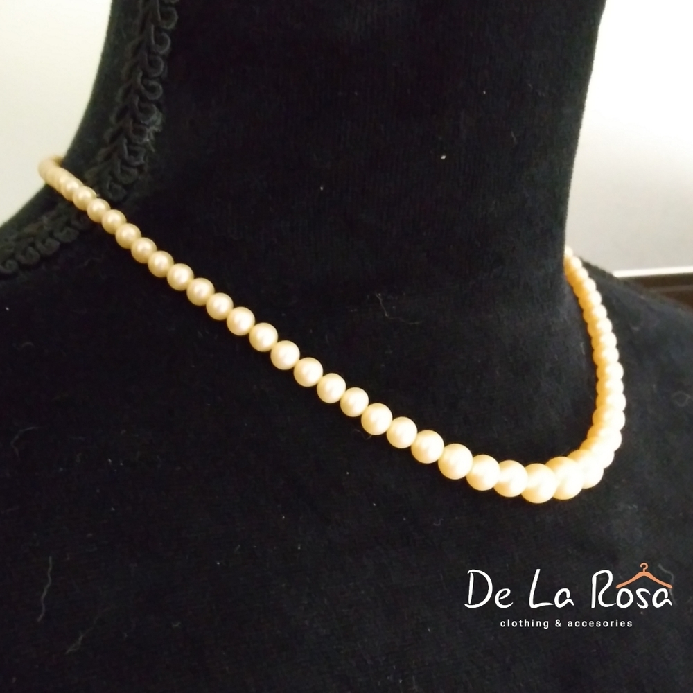 50's-60's Signed Crown Trifari Faux Pearl Necklace
